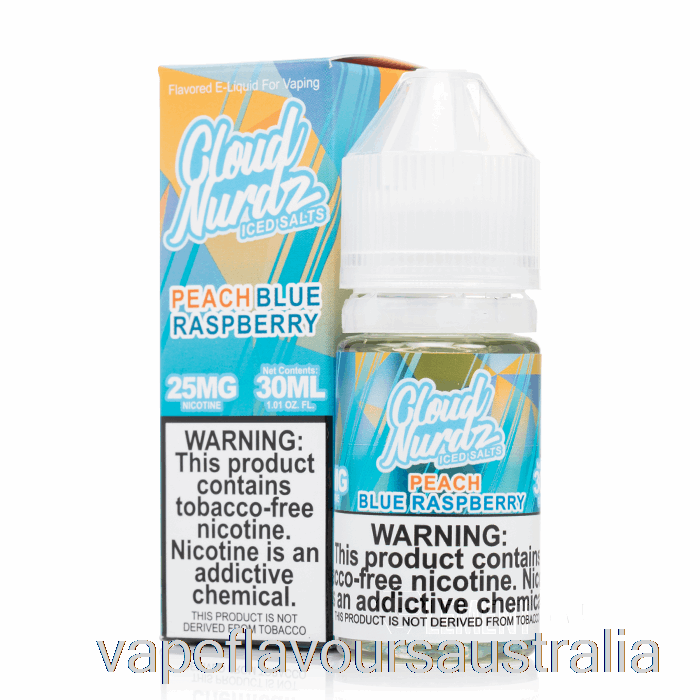 Vape Nicotine Australia ICED Peach Blue Razz - Cloud Nurdz Salts - 30mL 25mg